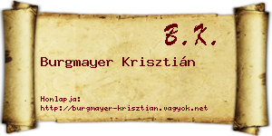 Burgmayer Krisztián névjegykártya